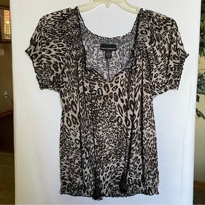 Isabella Rodriguez Cream, Dark Brown and Black Leopard Print Loose Fitting Top